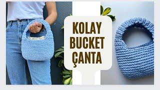 KOLAY BUCKET ÇANTA YAPIYORUZ 🩵 #crochetbag