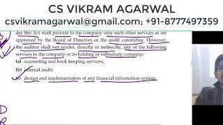 Section 144 of Companies Act 2013  Prohibited Services  CS Vikram Agarwal