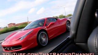 Ferrari 458 challenges Turbo Supra on the highway