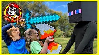 MINECRAFT IN REAL LIFE - KIDS BATTLE AN ENDERMAN & ENDER DRAGON