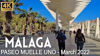 4K Walking Tour of Malaga City - Paseo del Muelle Uno in March 2022