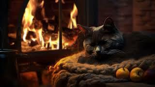 A Black Cat Purrs near a Cozy Fire  ASMR Sounds for complete Relaxation and Sleep