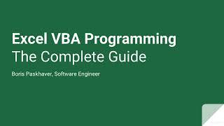 Excel VBA Programming - Getting Started  1 - Introduction