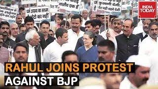 Rahul Gandhi Along With Other MLAs Protest Against BJP Over Mass Resignations