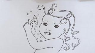 ‍️DRAWING TRICK‍️HOW TO DRAW A BABY GIRL BATHINGEASY DRAWING#pencildrawing  @TamilNewArt