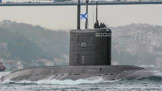 Russian Navy Kilo class submarine Stary Oskol transits Istanbul towards Black Sea - 23092021