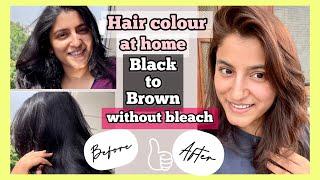 I coloured my BLACK hair to BROWN hair WITHOUT BLEACH at home  CARAMEL Brown Hair color