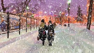  MOSCOW IS COVERED IN SNOWFALL ️ RUSSIAN WINTER  NIGHT WALK IN MOSCOW - With Captions ⁴ᴷ HDR