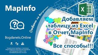 MapInfo  Добавляем таблицу из Excel в Отчет MapInfo. Все способы  Excel table in Mapinfo