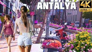 Walk in Antalya Center 2024  Beautiful People Crowded Streets Hot Weather City Sounds 4k 60 fps