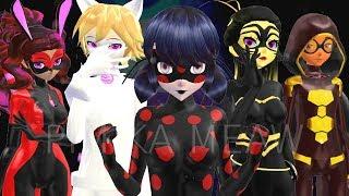 【MMD】Miraculous  Akumatized Heroes part 1 Transformations「Villains FANMADE」