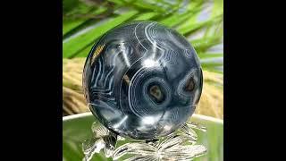 Black Agate Sphere Healing Crystal Ball 444g 69mm