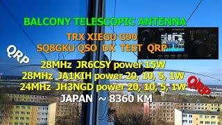 XIEGU G90 SQ8GKU QSO DX TEST QRP JR6CSY power 15W. JA1KIH JH3NGD power 20 10 5 1W JAPAN