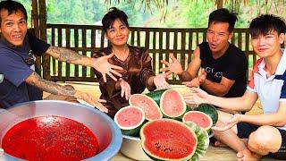 WATERMELON JUICE - Great watermelon party at the village - Love Cooking