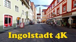 Ingolstadt Germany. Walking tour 4K.