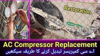 How To Replace AC Compressor  Old Air condition Repair And Restore O General Split Wall Mounted