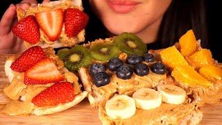 ASMR FRUIT TOAST WITH CASHEW NUT BUTTER  Eating Sounds No Talking