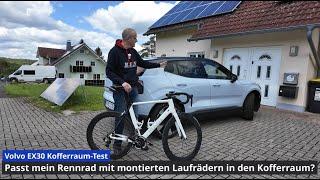 Volvo EX30 Kofferraumtest Passt mein Rennrad mit verbauten Laufrädern in den Kofferraum?