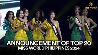 ANNOUNCEMENT OF TOP 20 MISS WORLD PHILIPPINES 2024