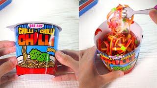 DIY miniature spicy  Super Hot CHILLI paper Noodles  #beeart #noodle #diy #diypaper #noodles