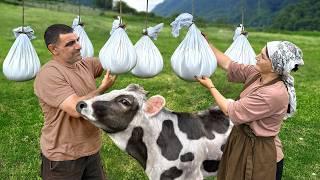 Making Homemade Cottage Cheese from Fresh Cows Milk How Dairy Products are Made in the Village