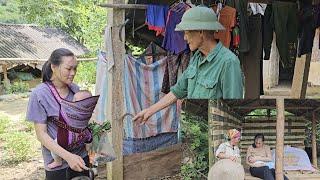The single mother met a kind landowner who helped and completed the bamboo house. Ly Vy Ca