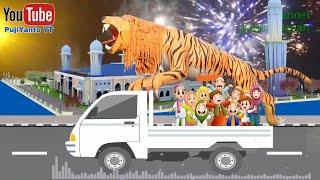lion head tiger riding a truck animated Takbir Eid al-Fitr