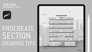 Make This ARCHITECTURAL SECTION in PROCREATE + Animation Tips  Procreate Tutorial for Architects