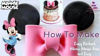 Fondant Minnie Bow and Ears  Easy and Simple  Disney Minnie Mouse Cake