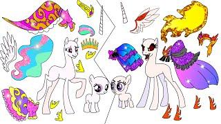 MLP All Alicorns Glitter Papercraft- Dark vs Nice- Daybreaker Twivine Nightmaremoon and others