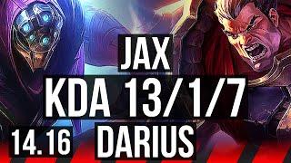 JAX vs DARIUS TOP  1317 6 solo kills Legendary 700+ games  EUW Master  14.16