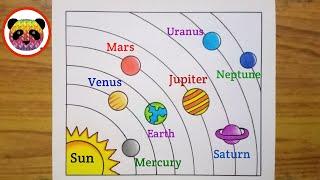 Solar System Drawing  How to Draw Solar System  Solar System Planets Drawing  Solar System