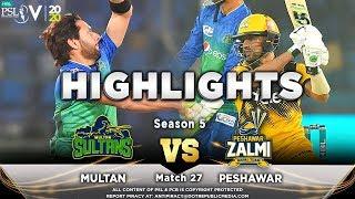 Peshawar Zalmi vs Multan Sultans  Full Match Highlights  Match 27  13 March  HBL PSL 2020