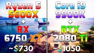 Ryzen 5 5600X + RX 6750 XT vs Core i9 9900K + RTX 2080 Ti  PC Gaming Tested