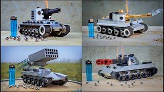 4 Best Powerful mini Cannnon Tanks  KV-2 Object 703 II TOS-1A Tiger I 