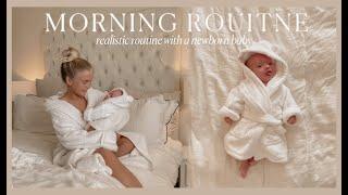 NEWBORN MORNING ROUTINE  realistic morning with my newborn baby 