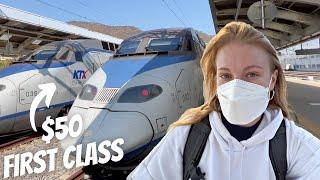 $50 FIRST CLASS KTX Korean Bullet Train Review 한국어 자막