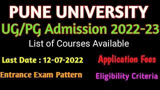 Pune university UGPG Admission 2022-23  List of Courses  Entrance Exam Pattern @officialapnikaksha