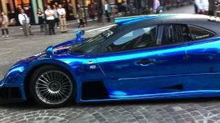 Insanely loud blue chrome Mercedes CLK-GTR in Tokyo Turn volume MAX