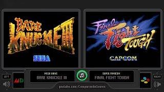 Bare Knuckle III vs Final Fight Tough Mega Drive vs Super Famicom Side by Side Comparison