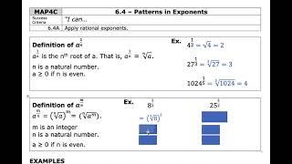 MAP4C - 6.4 - Patterns in Exponents - VIDEO