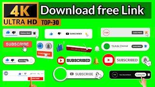 Top 30  No Copyright Green Screen Animated Subscribe Button  100% Free Download