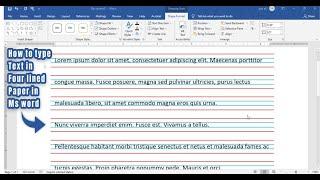 How to type text in Four lined paper in Ms word  Typing text in Four lined notebook in Ms word 2019