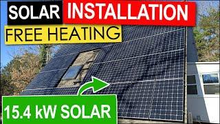 Solar Install 15.4 KW Cost Payback & Free Heating  Cooling with Mini Split Heat Pumps TIMELAPSE