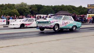 65 Plymouth Valiant 358cid vs 1000+hp Oldsmobile Cutlass 14 mile drag race