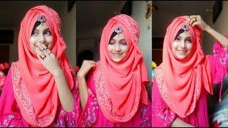 Gorgeous hijab style showing the border with full coverage  Noshin Nower