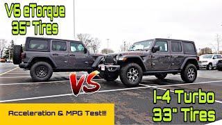 2022 Jeep Wrangler I4 Turbo VS V6 eTorque   How Bad Is The AccelerationMPG on Xtreme Recon?