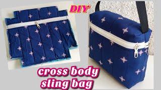 क्रॉसबॉडी स्लिंगबैगसाइड बैग बनाने का आसान तरीका ll How to make cross body sling bag at home
