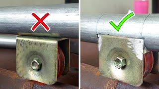 not many people know the trick to welding wheels on round pipe doors  pipe welding trick