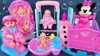 9 Minutes Satisfying with Unboxing Cute Doll Swing Toys， Baby Bathtub Playset ASMR  Review Toys